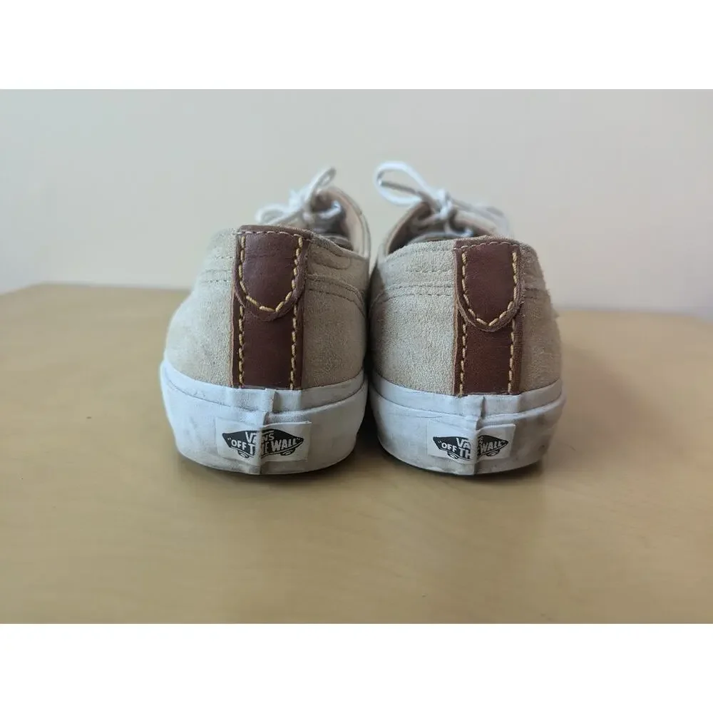 Vans Classic Lace Up Pig Suede Ginger Tan White Sneakers Low-Top Shoes Mens 8